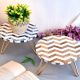 Brown and Blue Chevron Wood and Resin Cake Stand for Dessert, Fruit and Planter